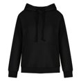 thumbnail image 6 of IROINNID Women's Long Sleeve Hoodie Mid-Length Solid Color Stylish Sweatshirt Pullover, Black, 6 of 8