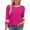 Hot Pink, variant on Uaswgudfs Tees for Women Trendy 3/4 Sleeve Tops Summer High Saturation Striped Shirts Solid Color Dressy Casual Tunic Tops