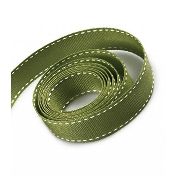 Trimplace 1 Inch Willow Saddle Stitch Ribbon with White Stitching