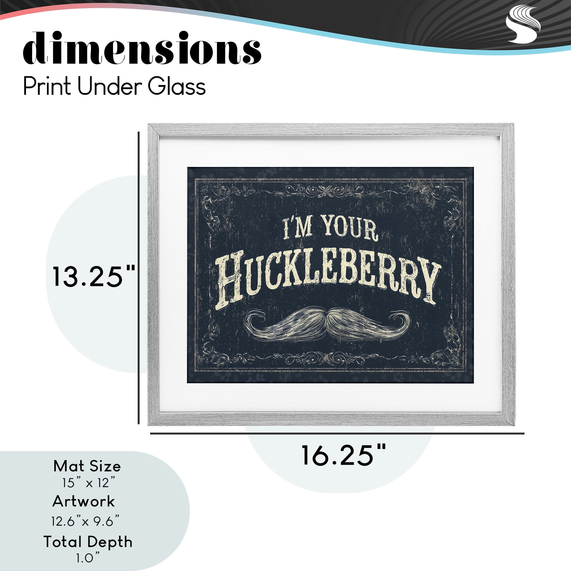Stupell Industries I'm Your Huckleberry Gray Framed Print Under Glass, design by Arlington Prints