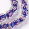 thumbnail image 2 of Handmade Gold Sand Lampwork Beads Strands Inner Flower Round Dark Blue 10x9mm Hole: 1mm 40~42pcs/strand 14.56 inch~14.96 inch(37~38cm), 2 of 2