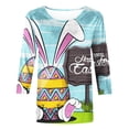 thumbnail image 4 of Pntutb T-Shirt Imprimé Pâques à Manches Longues Femmes Mode Manches 3/4 Manches Blouse Col Rond Casual Tops Rollbacks, 4 of 5