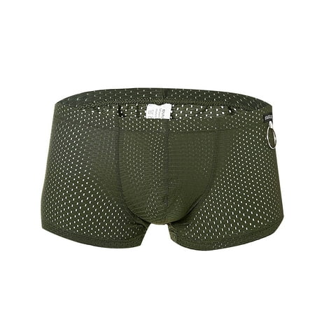 

BIZIZA Comfort Pouch Breathable Briefs for Men Male Stretch Trunks Soft Underwear Army Green L
