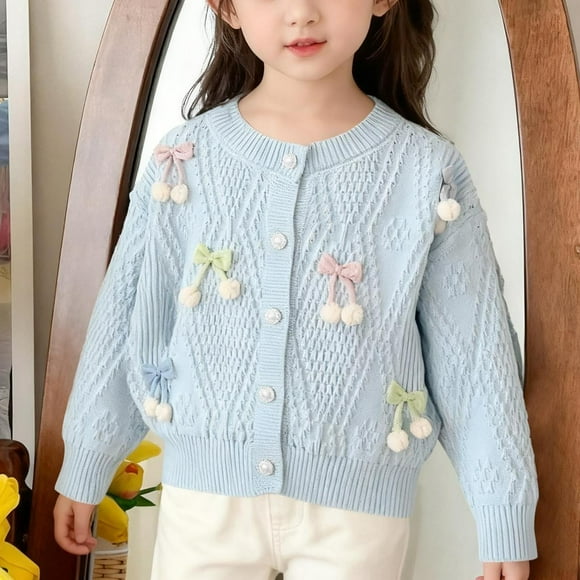 Suéter abrigo cárdigan de niña suéter de punto suéter de solapa grande suéter para niños chaqueta suéter para niños parte superior de poliéster