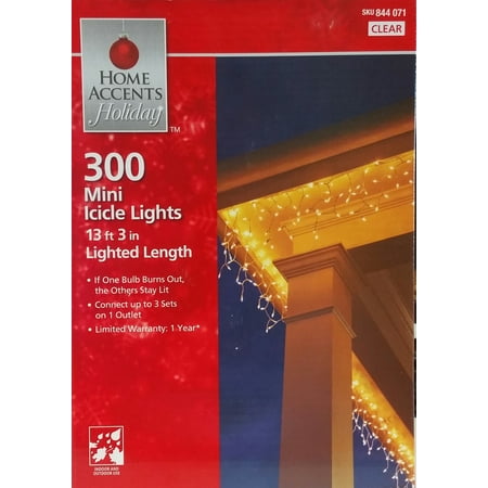 Home Accents 300ct Mini Clear Icicle Christmas Holiday String Lights