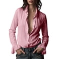 thumbnail image 2 of NuoCaiYun Cotton Linen Tshirt for Womens Casual Button Down Shirt Lightweight V Neck Long Sleeve Lapel Tops 2026, 2 of 6