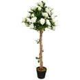 thumbnail image 2 of Northlight Potted Floral Artificial Roses in Bloom Garden Tree - White - 4', 2 of 7