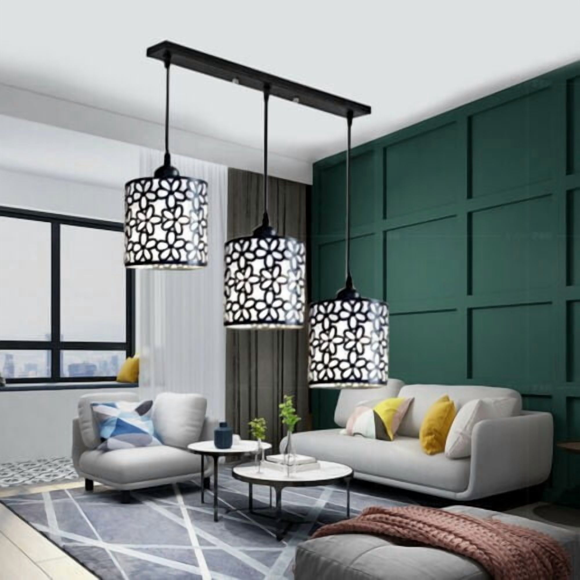 3 Heads Wall Switch Iron Plastic Black Ceiling Light Modern Ceiling Mount Light For Living Room Bedroom