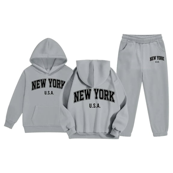 Hessimy Toddler Boys Girls Spring Summer Cartoon Print 2Pcs Long Sleeve Sweatshirt Tops Pants Cute Sweatsuit, Cute Sweat Style(Grey,12-13 Years)