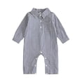 thumbnail image 3 of mgoYE Baby Boy Polo Romper Gingham Button Up Long Sleeve Collared Jumpsuit One Piece Fall Outfit, 3 of 3