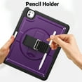 thumbnail image 6 of Case for iPad Pro 13 2024, Silicone PC Protective Cover with Pencil Holder Shoulder Strap & 360 Degree Rotating Hand Strap Kickstand 2 In 1 Case Cover for iPad Pro 13 2024, Purple, 6 of 12