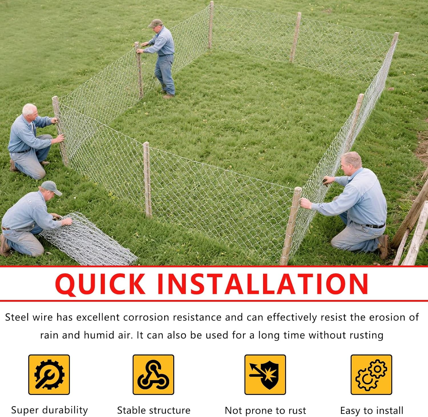 Chicken Wire, 15.7 in x 50 ft Garden Fence, Wire Mesh, Chicken Wires Fencing, Mesh Hexagonal Galvanized Metal Poultry Netting for Chicken Coop Rabbit Dogs Barrier (15.7 in x 50 ft)