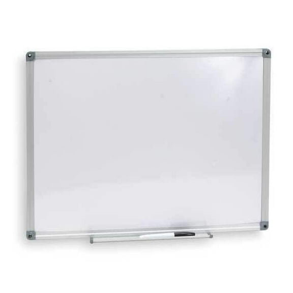 Dry Erase Board, Melamine, 48 in, 72 in, Aluminum Frame, White, Gloss