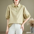 thumbnail image 4 of Camisetas de Algodón para Mujeres de Ajuste Suelto, Cuello en V Algodón Y Lino, Casual Suelto Camisa de Manga Corta, 4 of 9