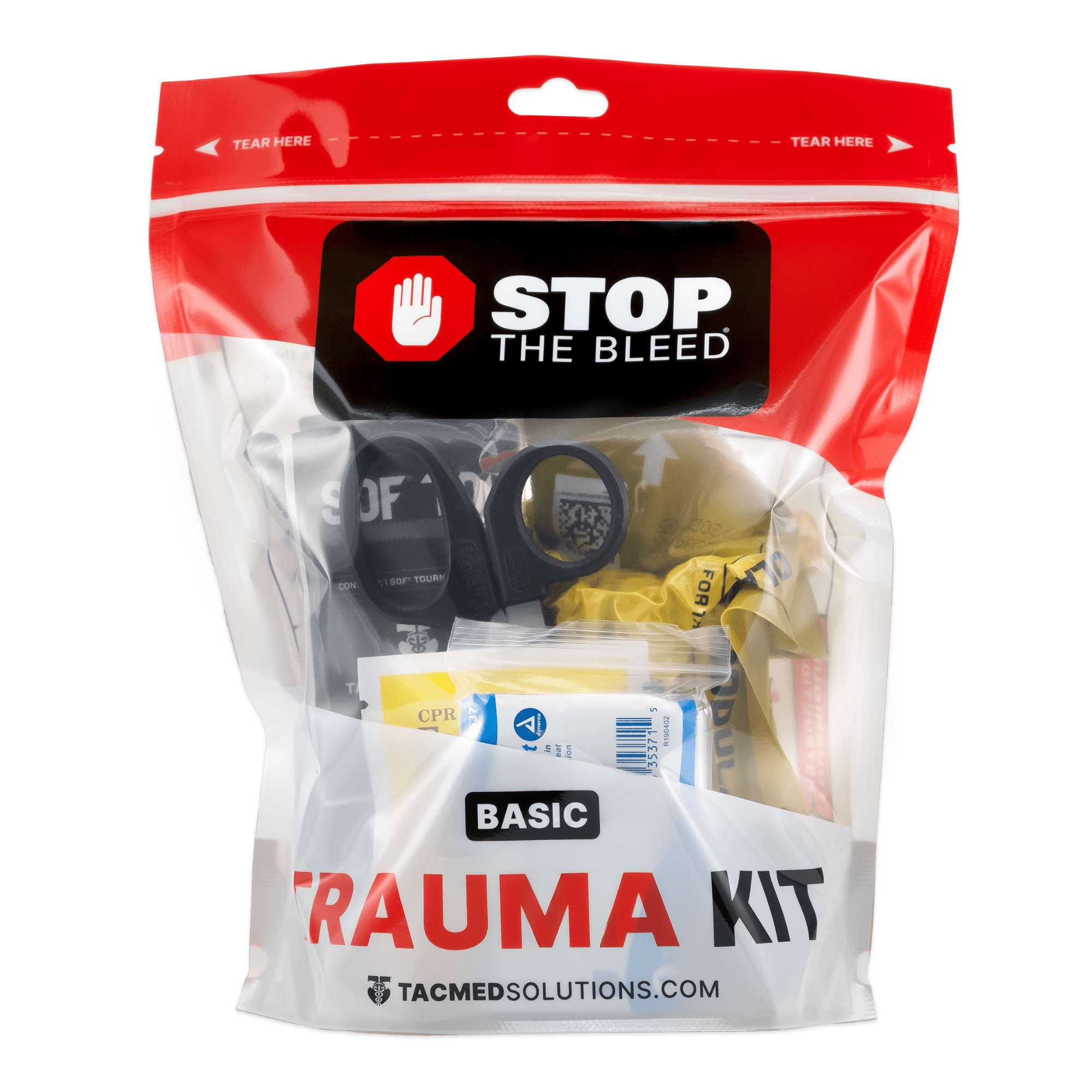 Stop The Bleed Basic Bleeding Control, Easy-to-Use Hemorrhage Control First Aid Kit with SOF Tourniquet & OLAES Modular Bandage, 7 Piece, TacMed Solutions