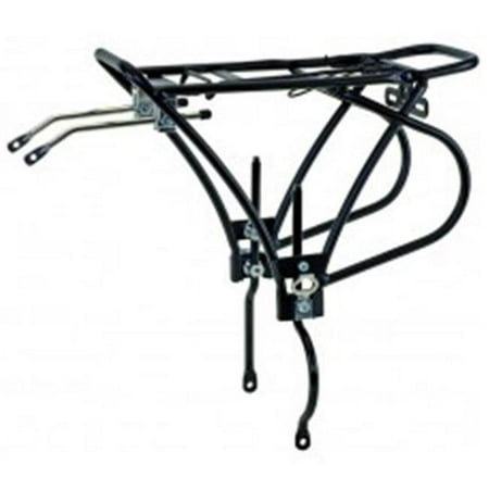 O-Stand Traveler Black Alloy Pannier Rack with Disc Brake Mounts