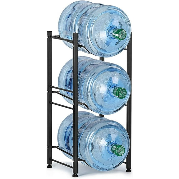 5 Gallon Water Jug Holder Water Bottle Storage Rack, 3 Tiers, Black
