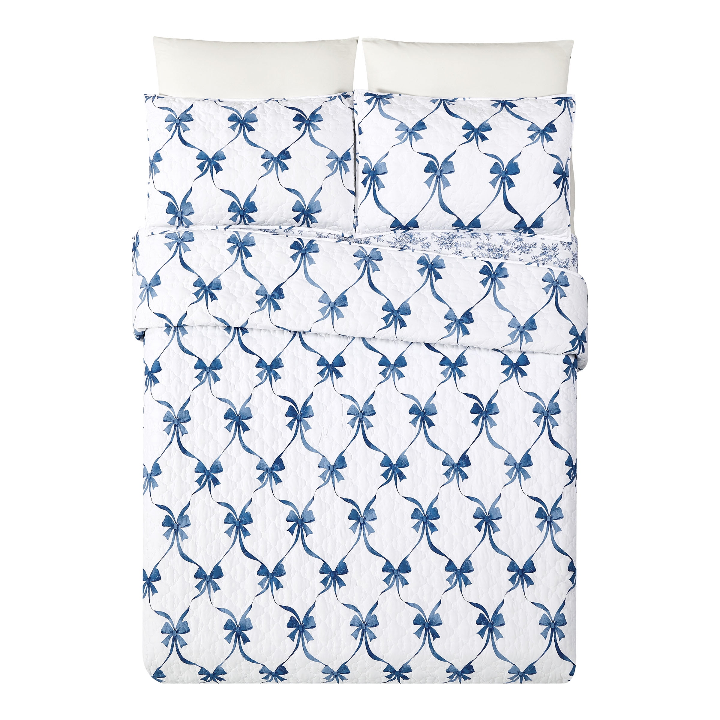 Modern Heirloom Abigail Bow Blue 2-Piece Quilt Set, Twin, All Ages