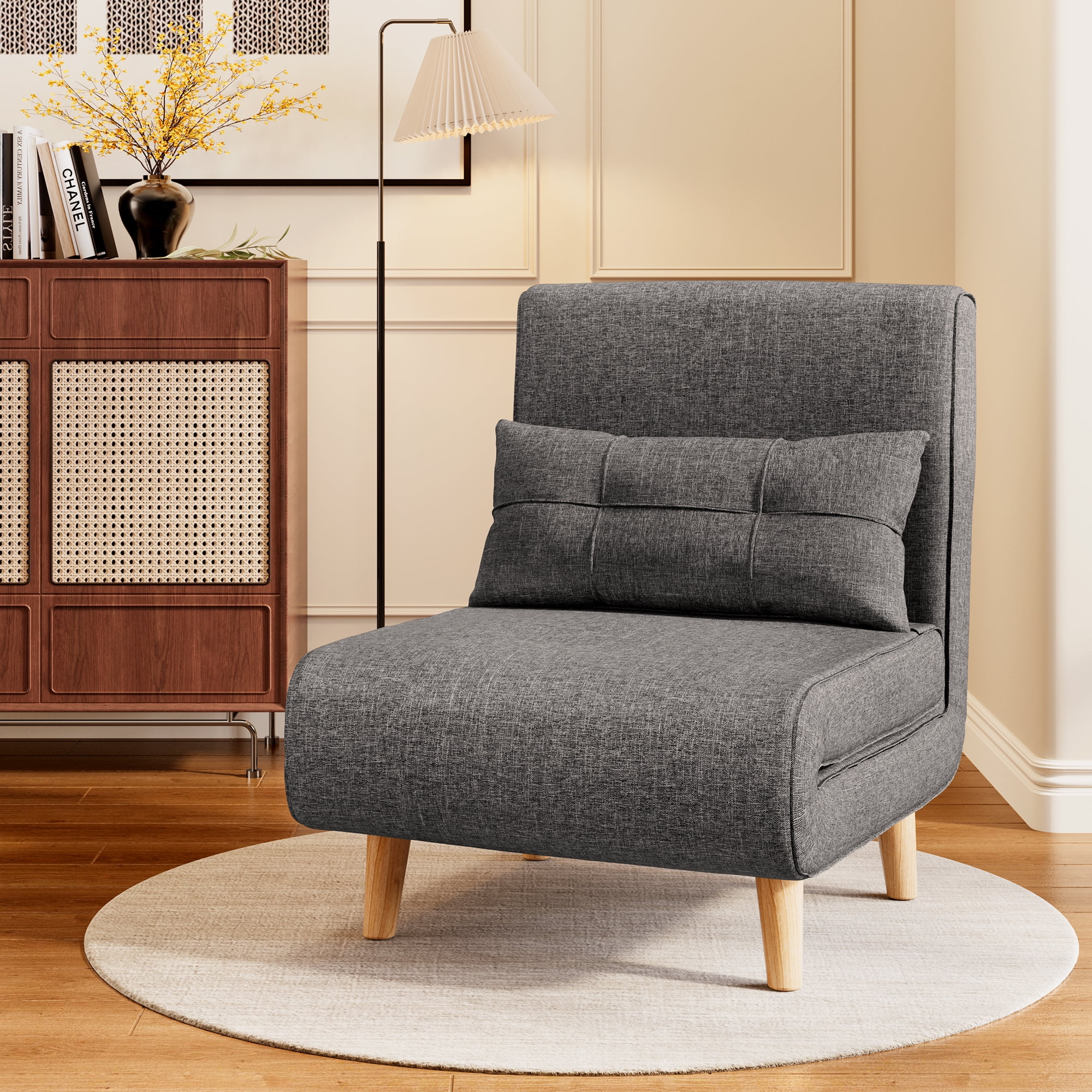Lofka Futon Sofa Bed, 3 in 1 Convertible Chair Bed for Office | Bedroom,Dark Gray