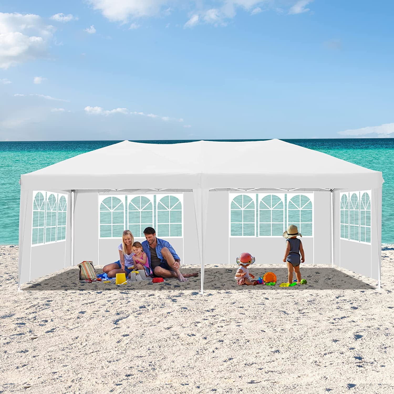 10 Ft. X 20 Ft. Large Outdoor Heavy-Duty Portable Camping Waterproof Pop-Up Tent With Carry Bag Party Wedding Canopy