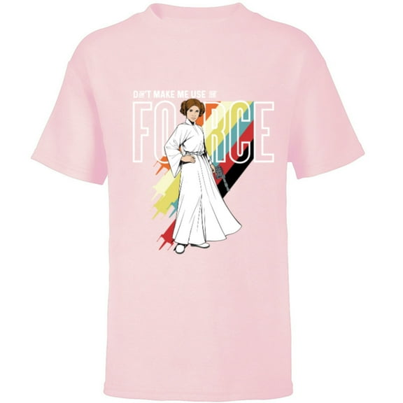 Star Wars Princess Leia Don't Make Me Use The Force - Short Sleeve T-Shirt for Kids -Customized-Soft Pink
