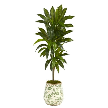 Nearly Natural Green 4' Dracaena Artificial Plant in Planter (Real Touch)