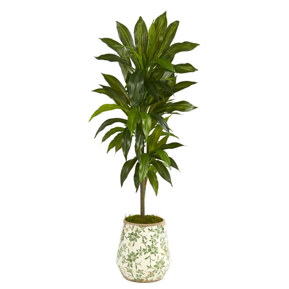Nearly Natural Green 4' Dracaena Artificial Plant in Planter (Real Touch)