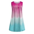 thumbnail image 3 of Robes d'Été pour Femmes Col Rond Imprimé Boutons Manches Courtes Robes Décontractées Swing Plage Mini Robe avec Poches, 3 of 4
