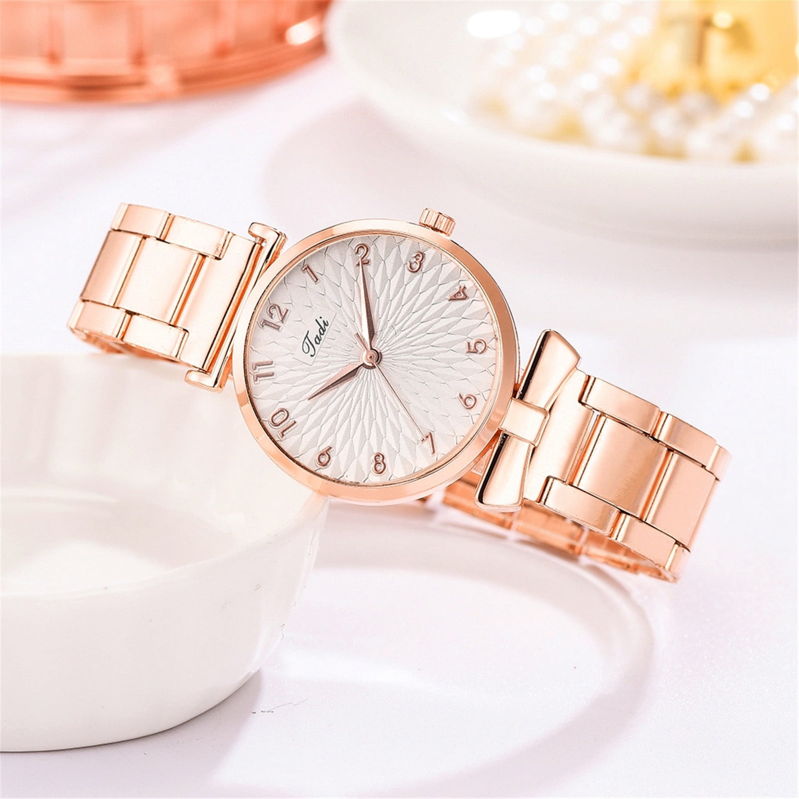 Quartz watch women's rose gold discount