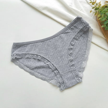 Mega Discount: Panty Pack  Bragas de Mujer  Women s Lace Sexy Solid Color Underwear SOPATENOR Gray L