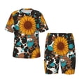 thumbnail image 1 of Balery Vintage Sunflowes Conjunto de Pijama Infantil de Manga Corta con Estampado – Ropa de Dormir de Algodón Suave-Small, 1 of 6
