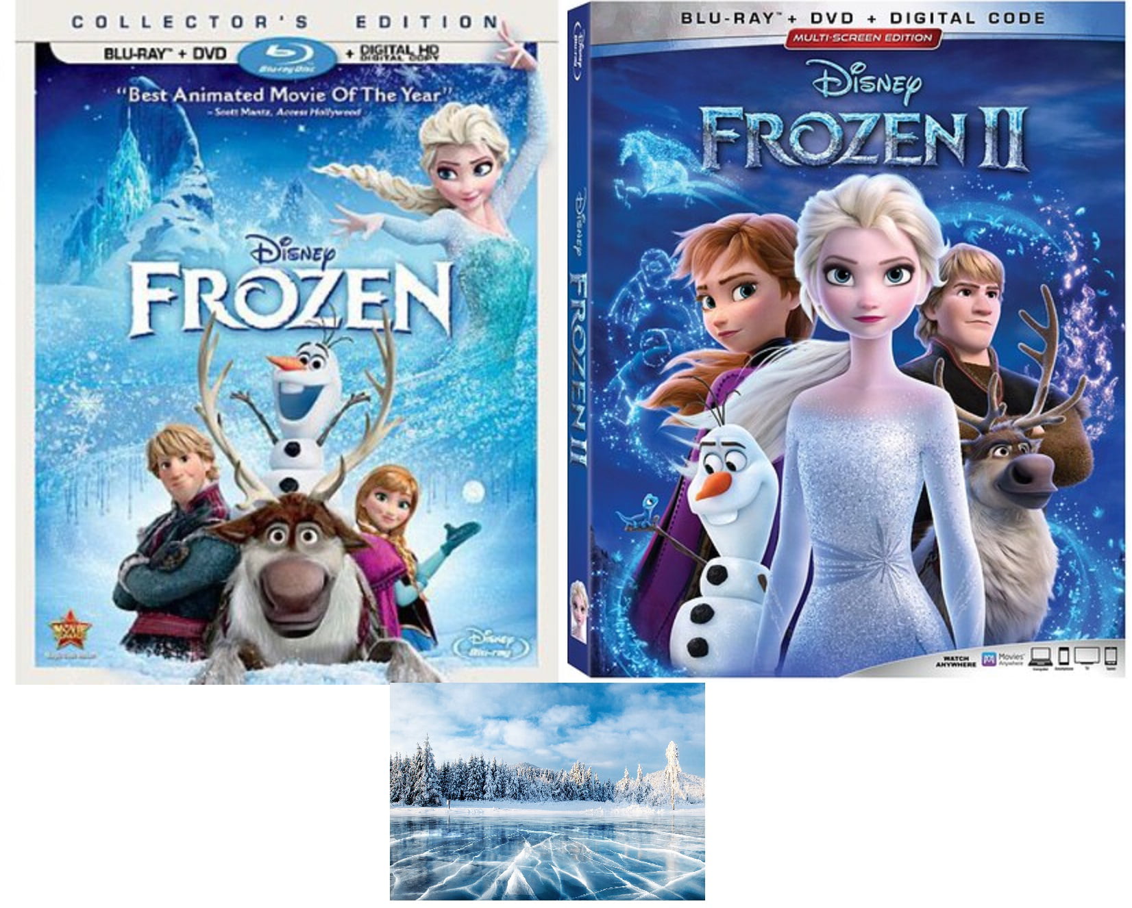Kruiden Ruïneren Economie Disney's Frozen DVD + Blu Ray Double Feature One 1 & Two 2 Includes Frozen  Glossy Print Art Card - Walmart.com