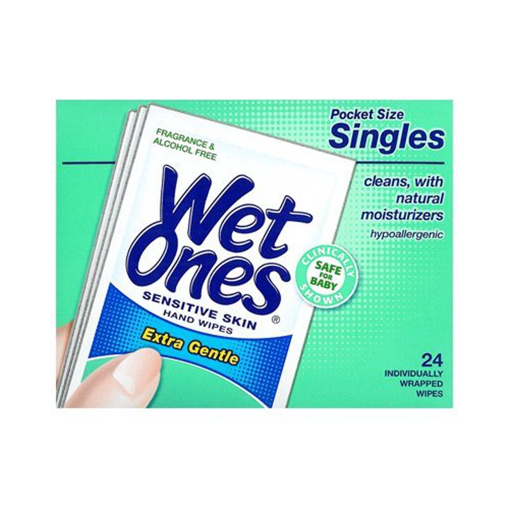 7 Pack Wet Ones Sensitive Skin Hand Wipes Unscented Individually Wrapped 24 Each
