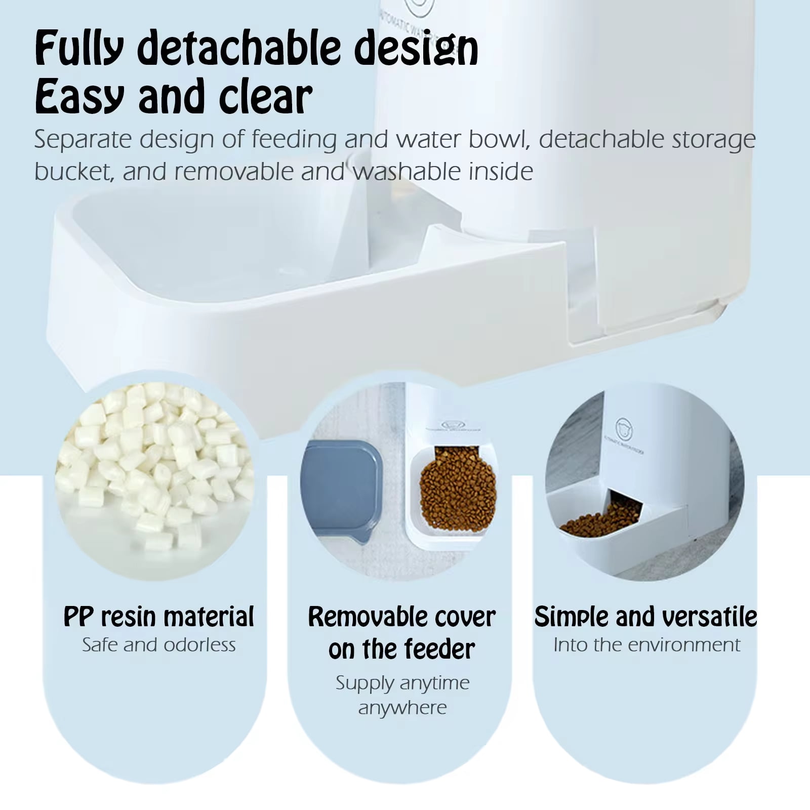 Pet Daily Kit Pets Automatic Feeder and Waterer Set, Dogs Cats Food Feeder and Water Dispenser 3.8L, 2 in 1 Cat Food Water Dispensers for Small Medium Big Pets Convenient, White