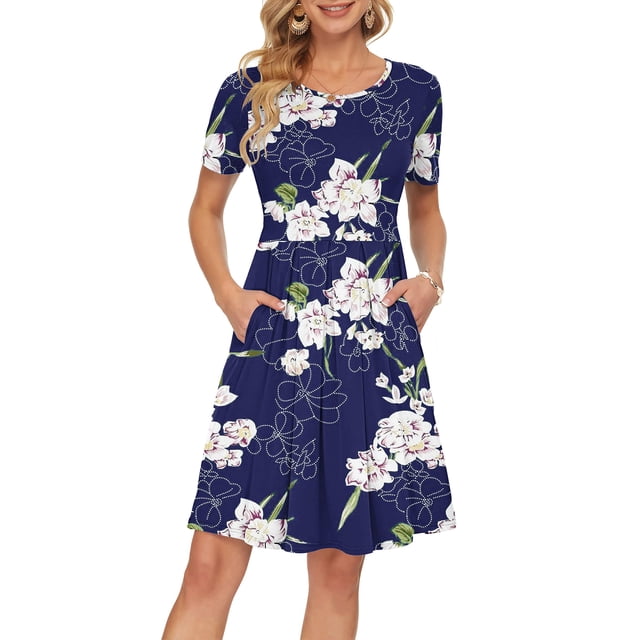 Vestido AUSELILY de verano para mujer, manga corta, largo hasta la rodilla
