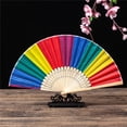 thumbnail image 3 of Sunsanly Lightweight Folding Fan Colorful Rainbow Folding Fans Lightweight Hand Held Bamboo Frame Waterproof Portable Fan for Lgbt Community Themed Parties, 3 of 7