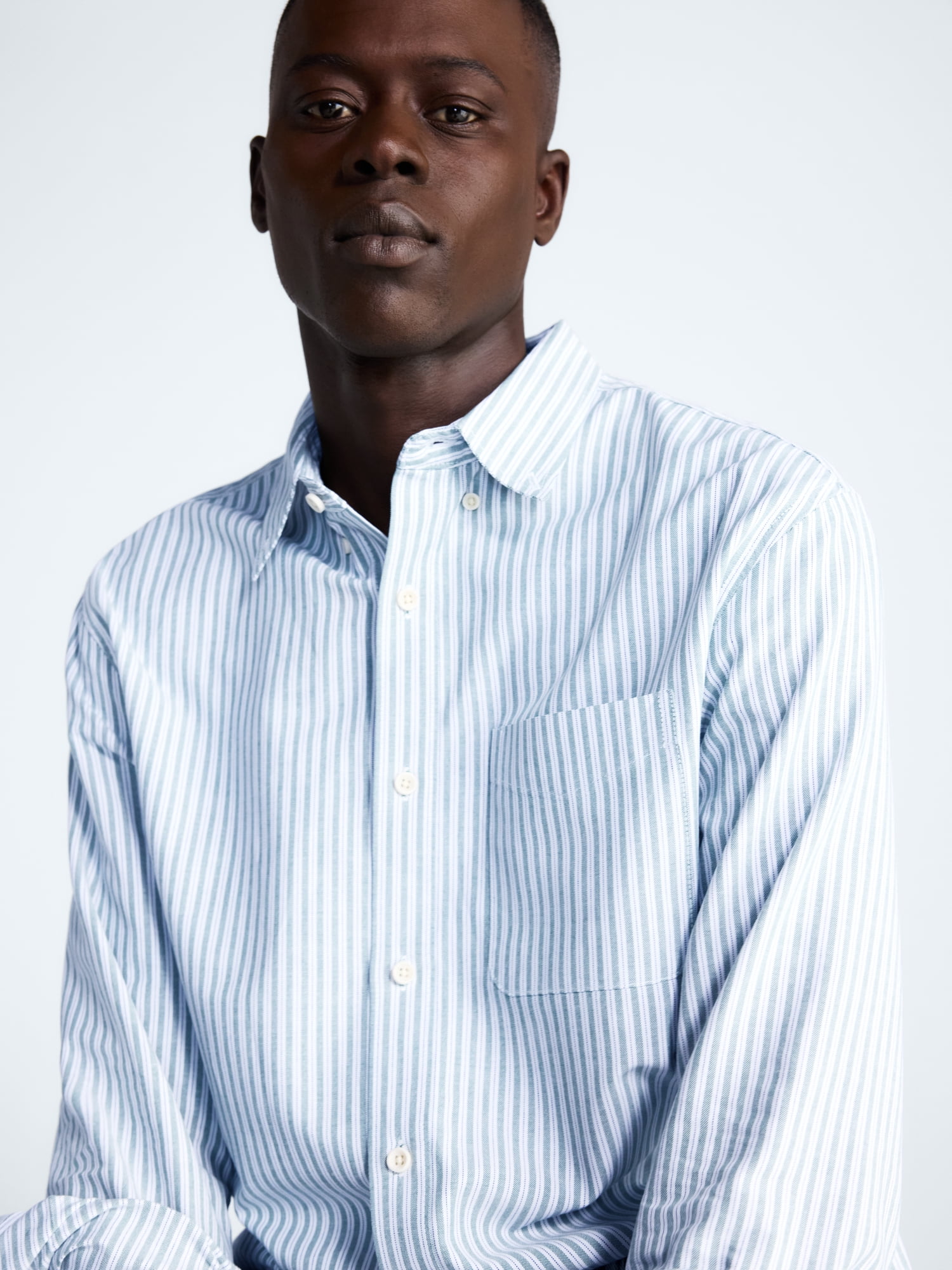 Free Assembly Men's Cotton Button Down Oxford Shirt with Long Sleeves, Sizes XS-3XL
