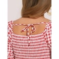 thumbnail image 5 of DARING DIVA Puff Sleeve Square Neck Gingham Dress XS Red, 5 of 6