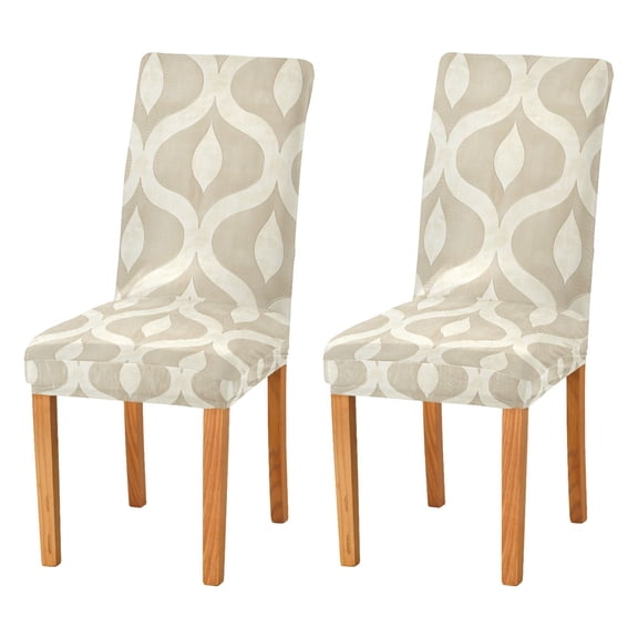 Yayeee 2 Pack Dining Chair Covers Stretch Parson Chairs Slipcovers Seat Protector, Light Brown Pattern
