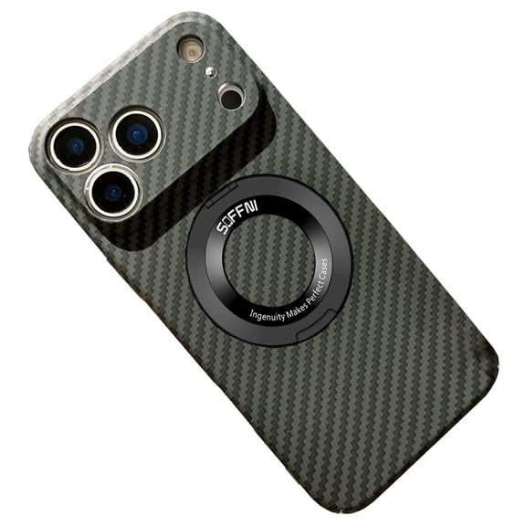 LHNUNP Magnetic for iPhone 11 Pro Max Case Invisible Stand, Magsafe Compatible Carbon Fiber Anti-Slip Slim Shockproof Case, Black