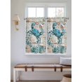 thumbnail image 6 of Tier Curtains 45 Inches Long, Teal Crab Coastal Window Treatment Curtain Drapes, Summer Beach Nautical Starfish Retro Window Half Privacy Curtains for Bedroom Bathroom, 42"x45", 2 Panels, 6 of 7