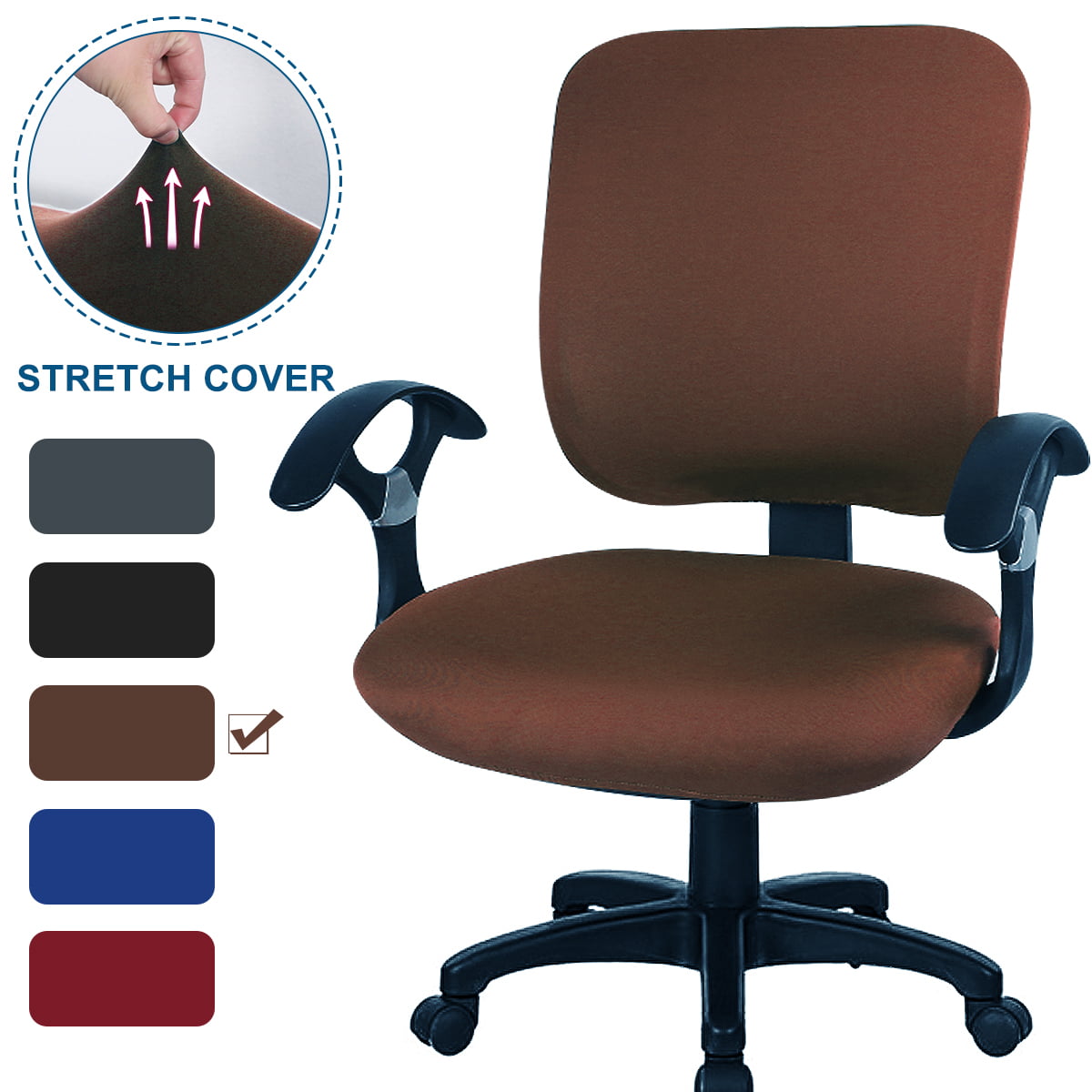 smiry Stretch Jacquard Office Computer Chair Seat Covers, Removable  Washable Anti-dust Desk Chair Seat Cushion Protectors - Black