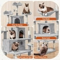 thumbnail image 4 of YEXJ Large Cat Tree Tower for Large Cats, 76.5in Multi-Level Cat Tower with 3 Condos & Perches, 9 Scratching Posts and 2 Cat Baskets, Pet Climbing Tree for Indoor Cats, Light Gray, 4 of 10