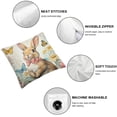 thumbnail image 4 of SHERONV Spring Easter Pillow Covers  Cute Bunny Throw Pillow Covers Lovely Rabbit Poppy Flowers Pillowcase Floral Butterfly Cushion Case for Sofa Outdoor Patio 20x20in, 4 of 5