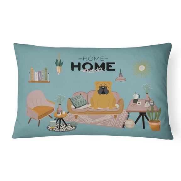 Carolines Treasures CK7967PW1216 Red English Bulldog Sweet Home Canvas Fabric Decorative Pillow 12H x16W multicolor