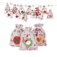 thumbnail image 3 of Bolsas de regalo de algodón y lino metalizadas para Navidad, 24 unidades, 10 x 14 cm, 3 of 3
