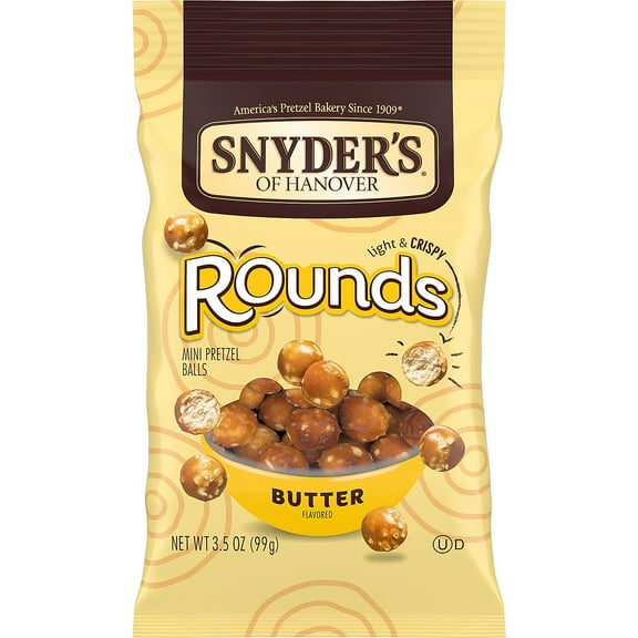 Snyder's of Hanover Pretzels, Butter Rounds, 3.5 Oz (Pack of 8)