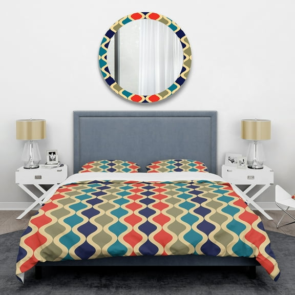 Designart 'Retro Ornamental Design VI' Mid-Century Modern Duvet Cover Set