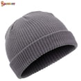thumbnail image 2 of Spencer 1PC Swag Wool Fisherman Beanies for Men, Knit Short Watch Cap Winter Warm Hats (Gray), 2 of 9