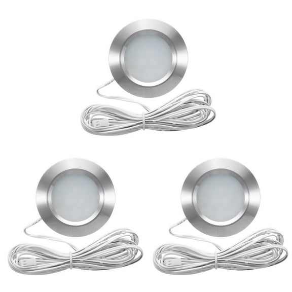 FUEENIRVA Silver Recessed Downlight for Trailer Use, Built-in 12 Leds, IP44 Waterproof, Easy Install 3Pcs